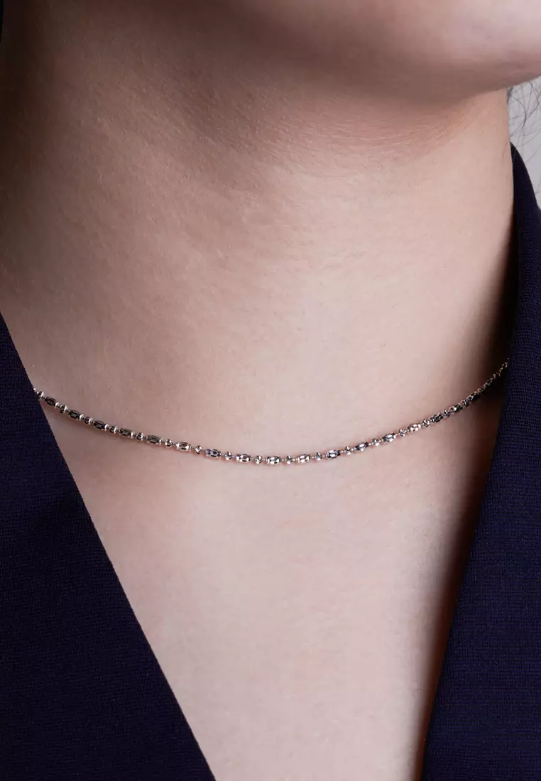 Tomei Sparkling Necklace, Unisex White Gold 585