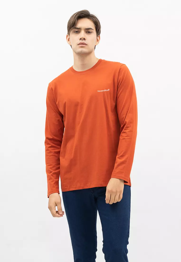 Houseofcuff Kaos Cotton Combed Lengan Panjang Pria Terakota