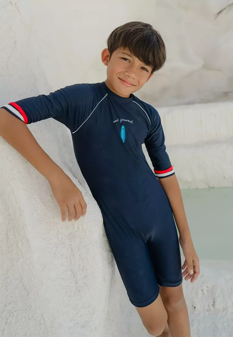 Bleu Marine Unisex Long Sleeves Diving Swimwear - Dark Saphire