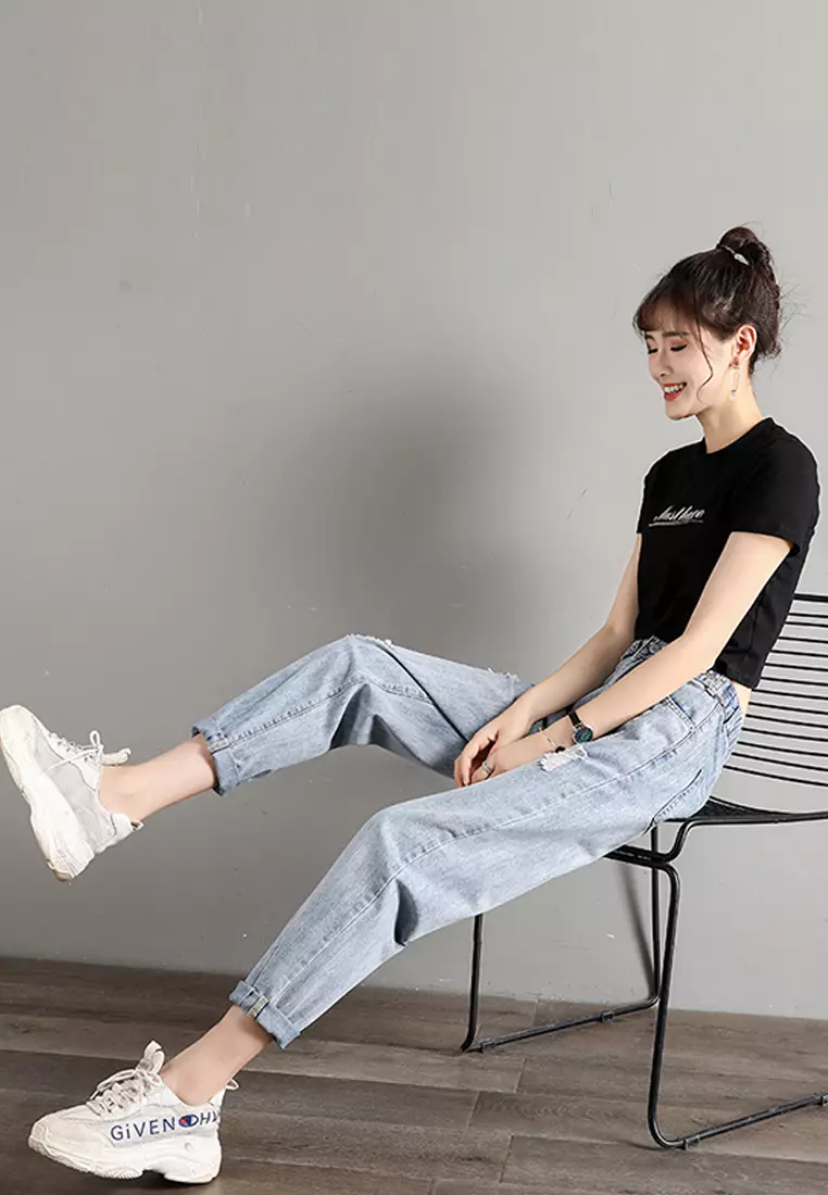 Korean New Shredded Ripped Jean CA100899LB