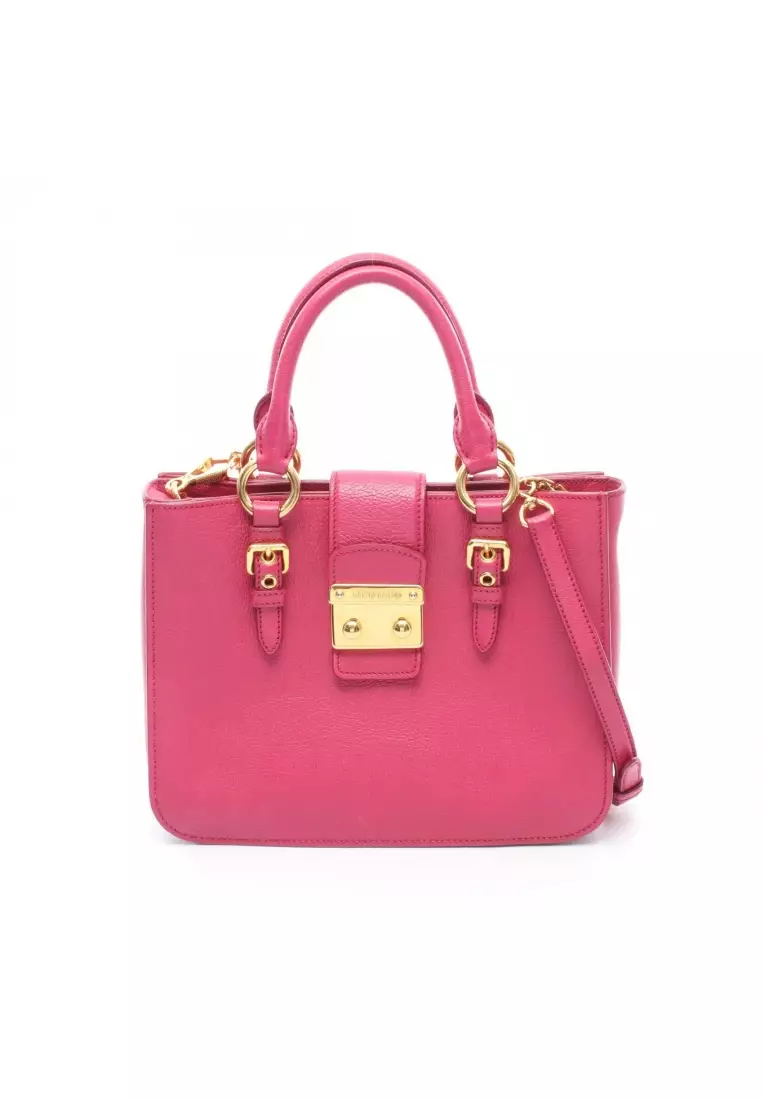 Buy Miu Miu Pre-Loved MIU MIU Madras 2WAY Handbag leather Pink