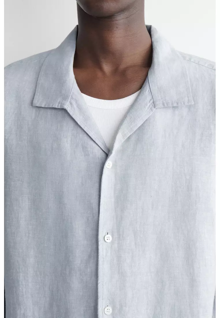 CAMP-COLLAR SHORT-SLEEVED LINEN SHIRT
