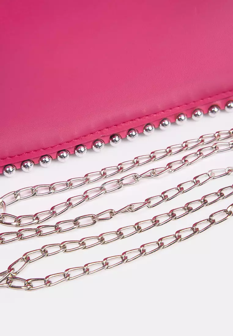 Fuchsia Studded Crossbody Women's Small Wallet Bag