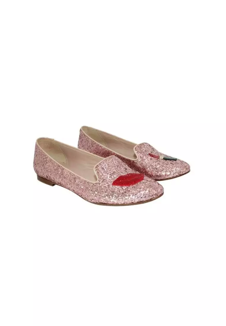 Glitter top loafers womens