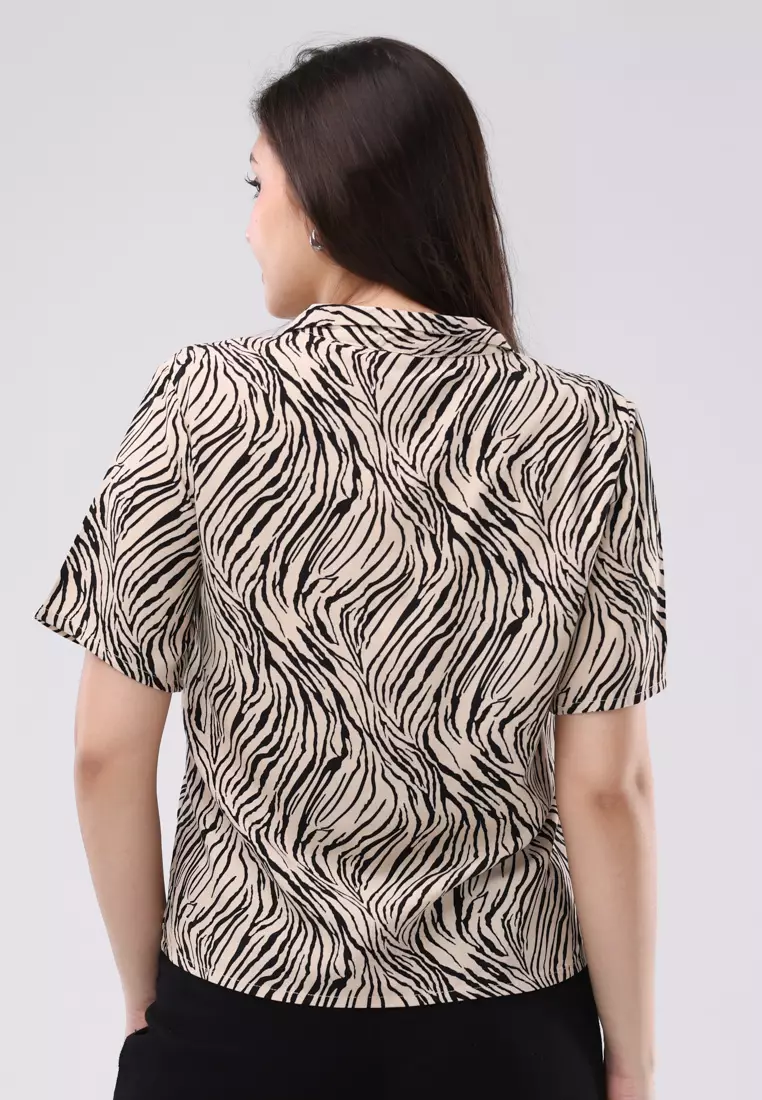 Printed Rayon Short Sleeves Blouse
