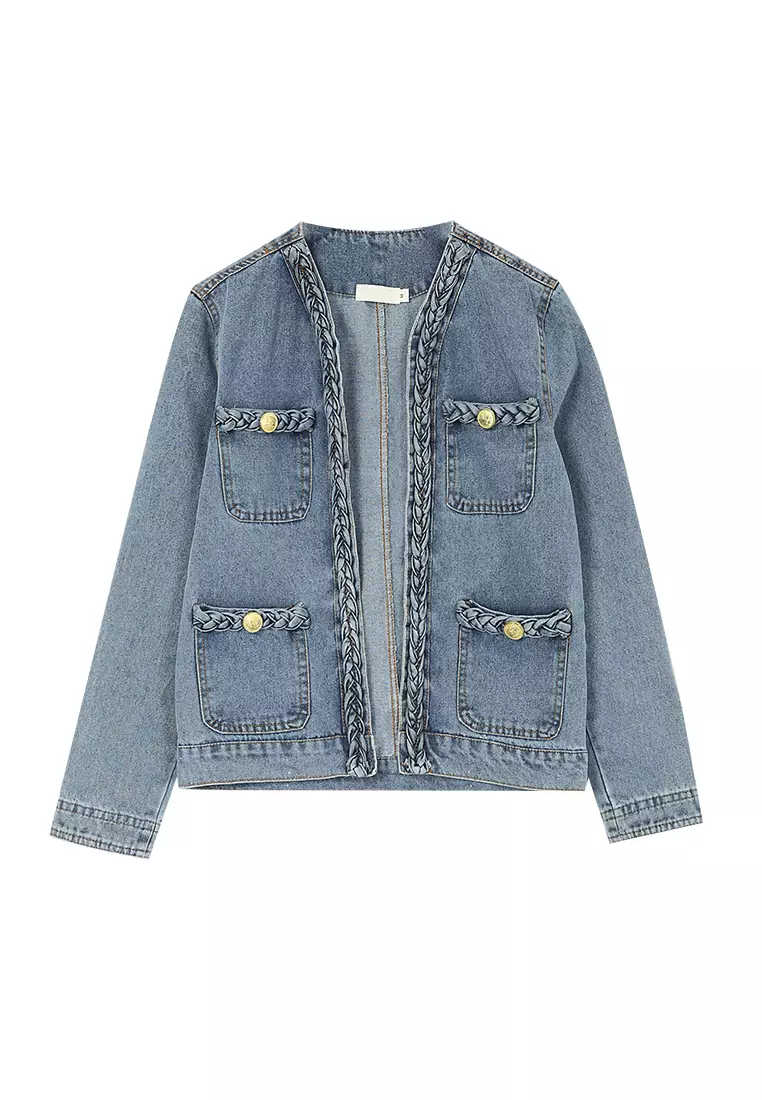 Buy A IN GIRLS Little White Wind Twist Denim Jacket 2024 Online