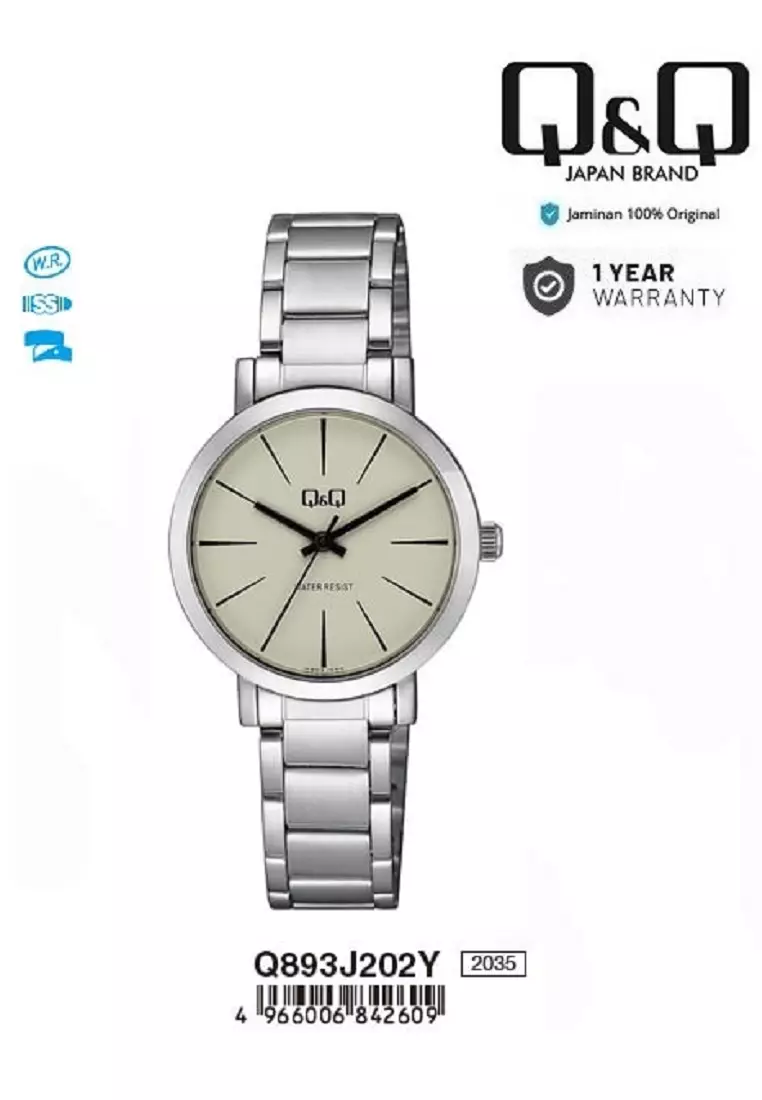 Q&Q QNQ QQ Original Watch Jam Tangan Wanita Stainless Band Water Resist Q893 Q893J Q893J202 Q893J202Y