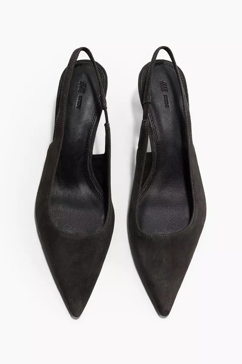 Pointed suede slingbacks