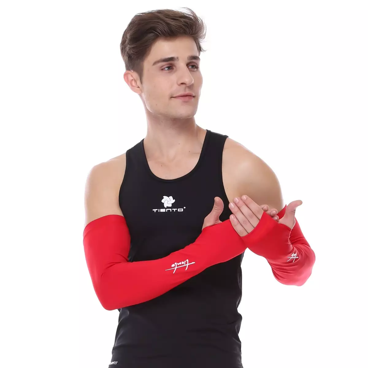 Manset Tangan / Hand Sleeve/ Arm Sleeve Red Thumbhole Men
