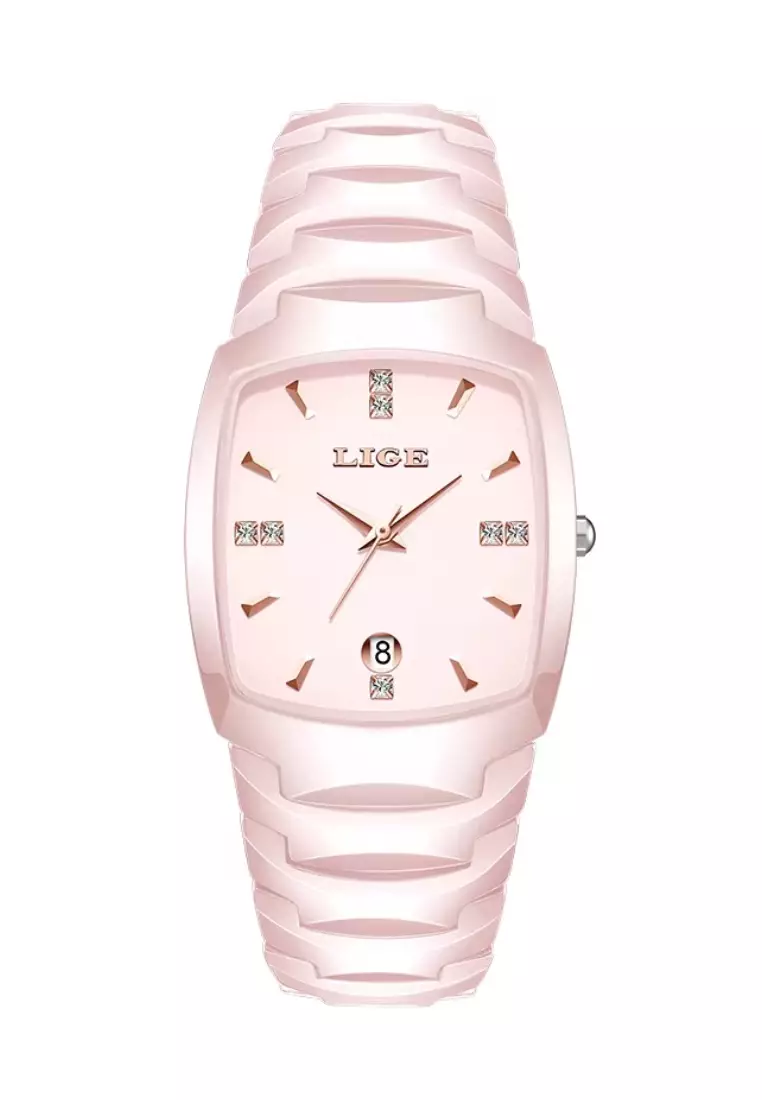 Unisex Alloy Quartz Watch, 43x32mm, White Dial, Ceramic Bracelet