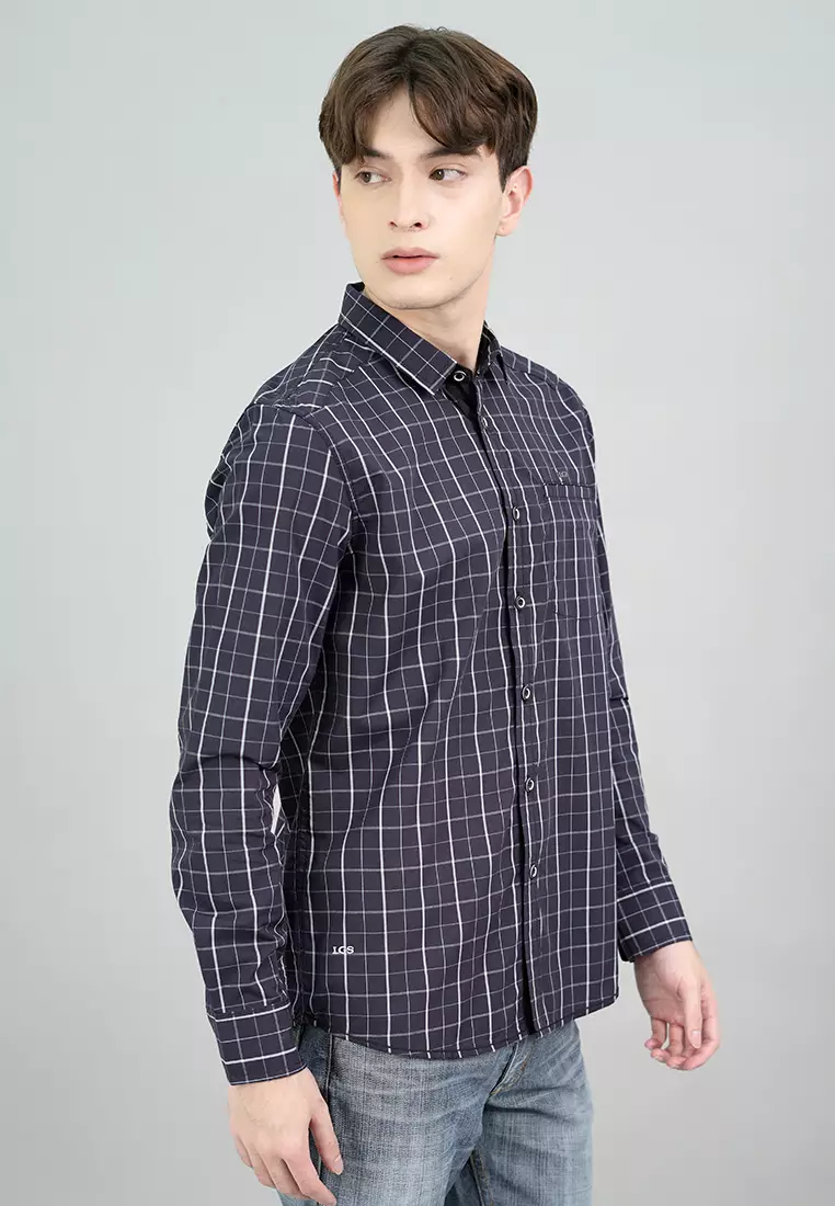 LGS - Slim Fit - Kemeja Kotak Pria - Casual Shirt - Squaro Collection - Mukti - Motif - JSH