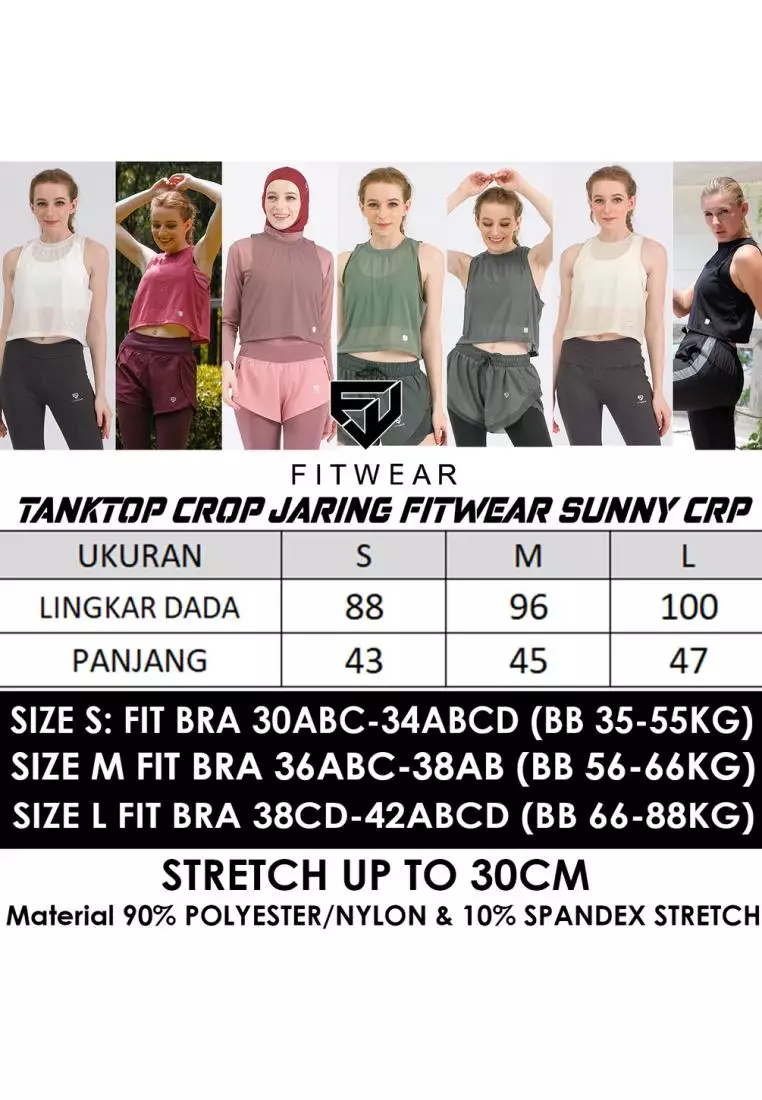 Fitwear - Tanktop Crop Jaring / Mesh / Sheer Olahraga SUNNY OUTER CROP - BLACK
