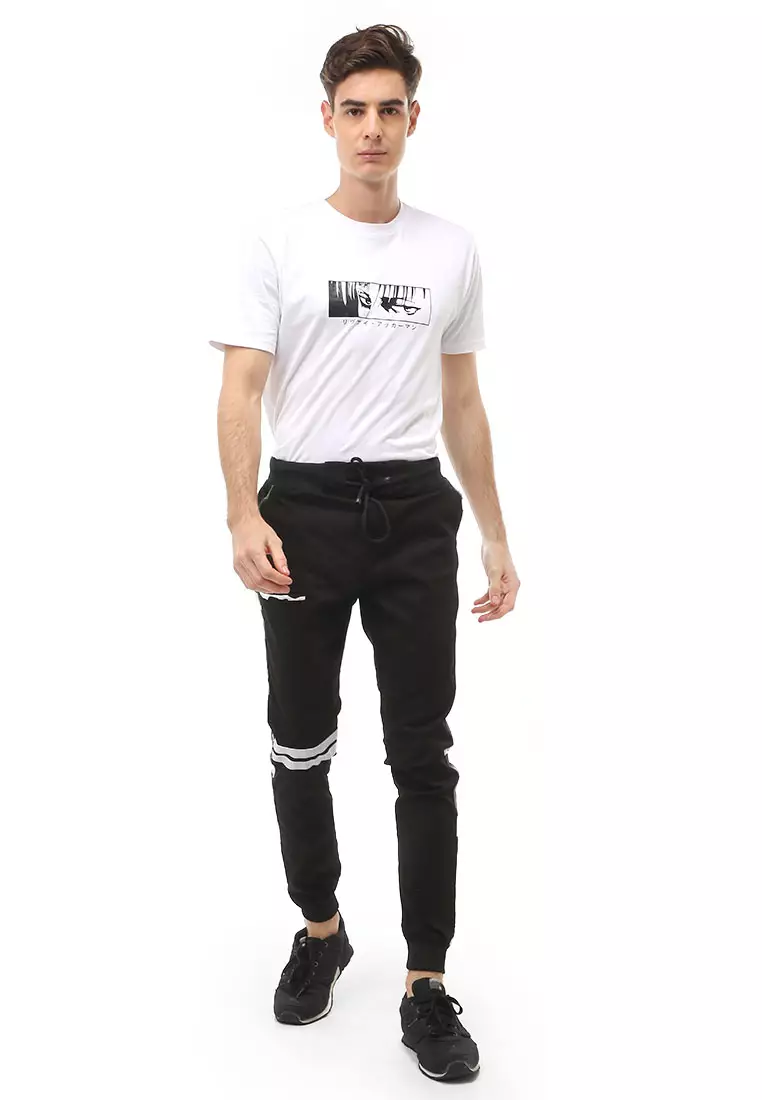 Locko Long Pants Celana Jogger Pria Long Side List Army Material Cotton Twill ORIGINAL - Black