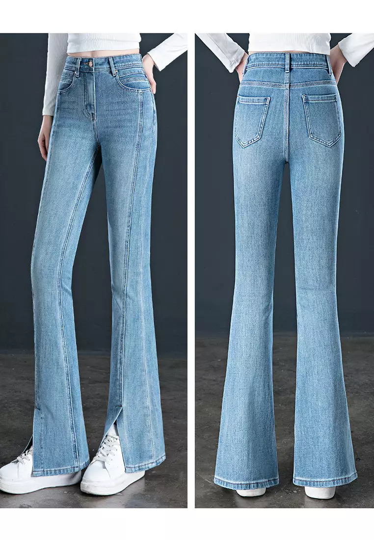 Thick And Tall Womens High Waist High Waisted Flare Jeans With Slightly  Flared Slit From Crosslery, $22.24