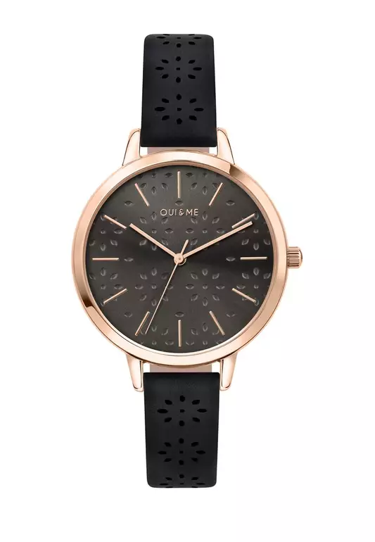 [Sustainable Watch] Oui & Me Amourette Quartz Watch Dark Grey Leather Strap ME010146