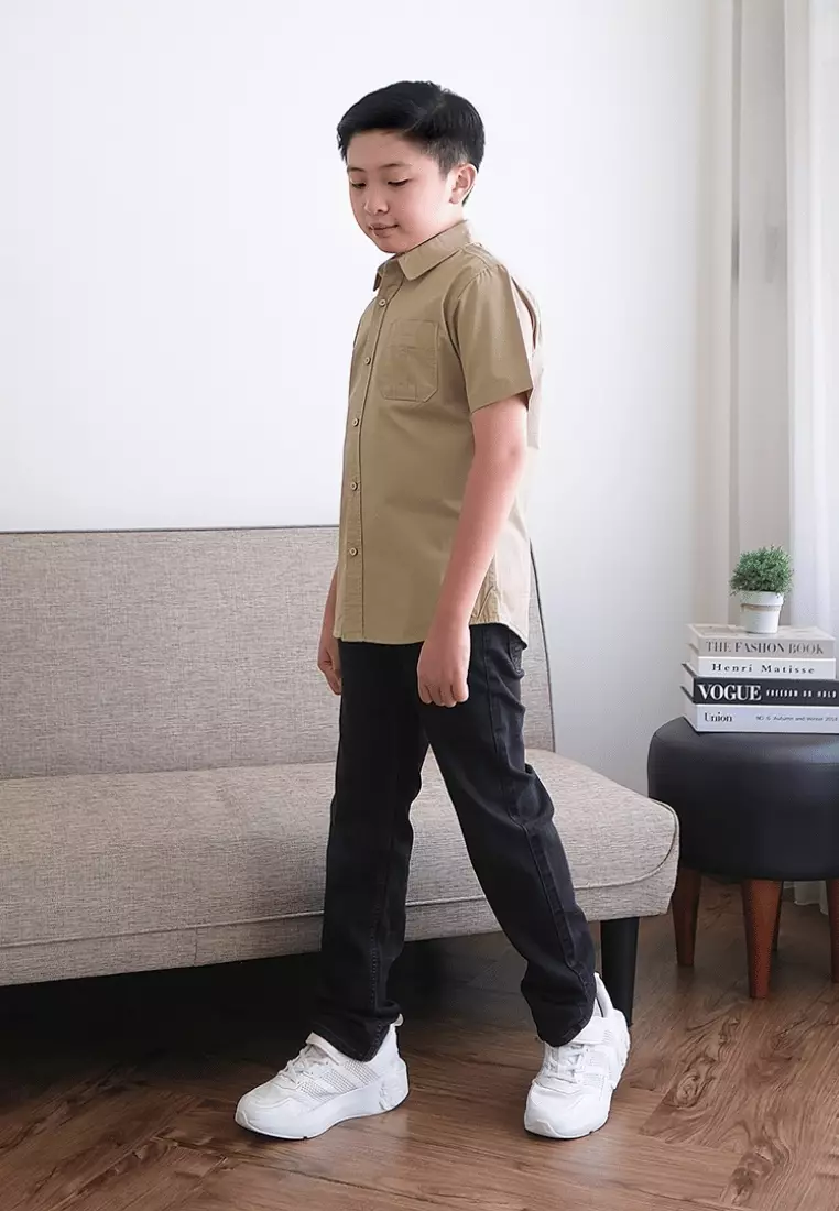 POLICE Kemeja Polos Cotton Anak Laki Laki