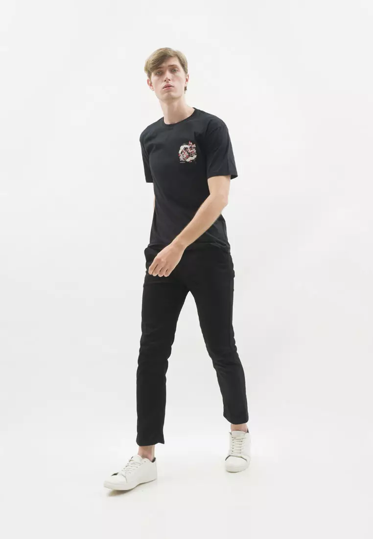 Kaos hitam t shirt polos houseofcuff motif Flower READY HINGGA 4XL