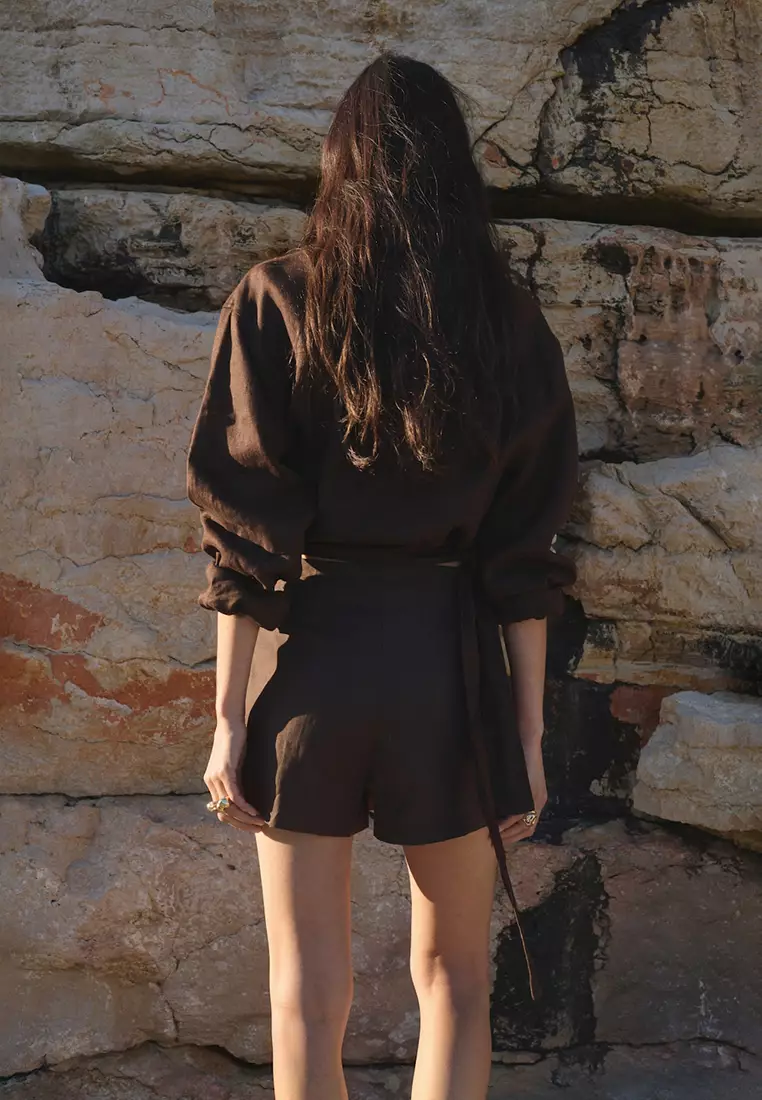 Linen-Blend Skort
