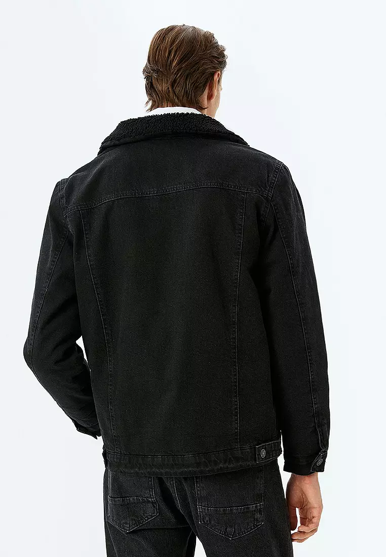 Plush Collar Denim Jacket