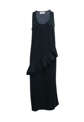 Msgm black Pre-Loved msgm Long Black Dress with Ruffle 204E4AA455AC48GS_1