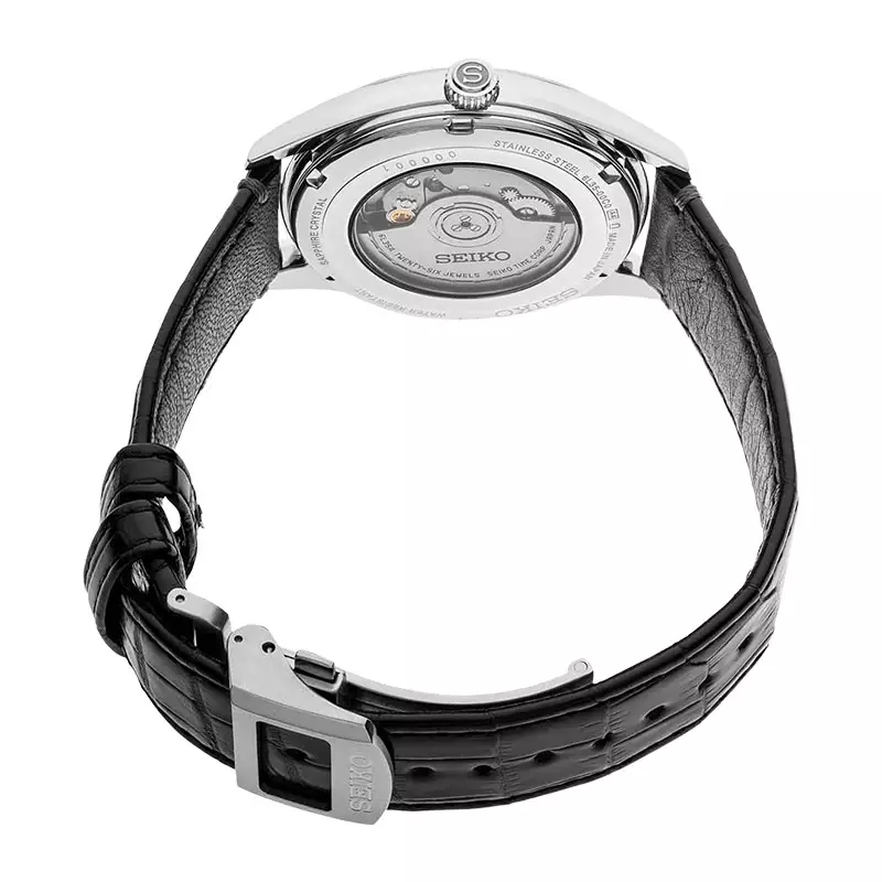 Jam Tangan Pria Seiko Presage SJE081J1 Craftmanship Series Urushi Lacquer Black Dial Black Leather Strap
