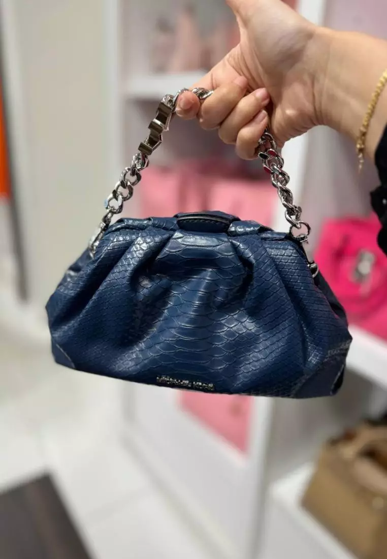 Michael Kors Nola Small Chain Clutch Navy