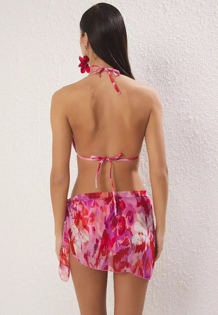 Abstract Patterned 3 Piece Set Bikini Set & Pareo TBESS25JS00002