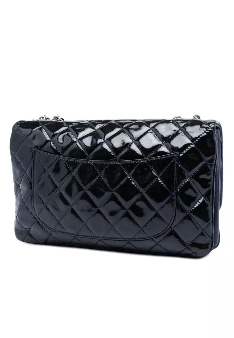 Pre-Loved Chanel Jumbo Quilted Patent 3 Compartment Flap