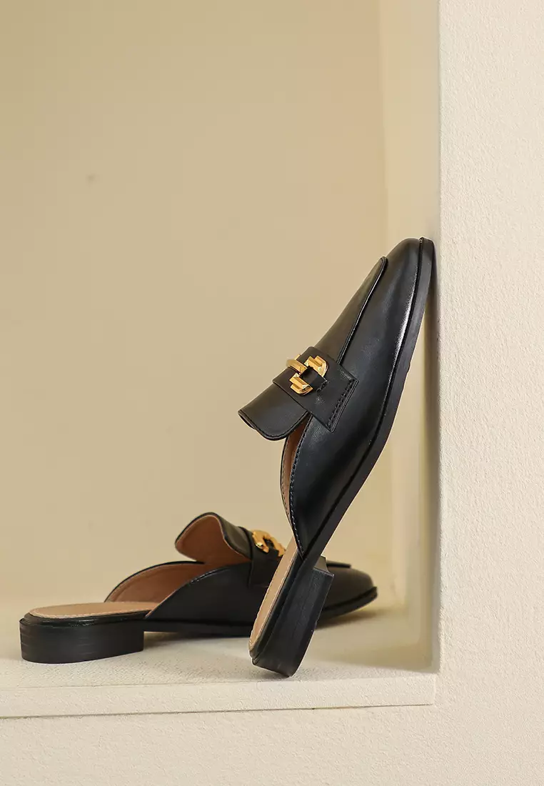 Horsebit Synthetic Leather Mules WW340-6