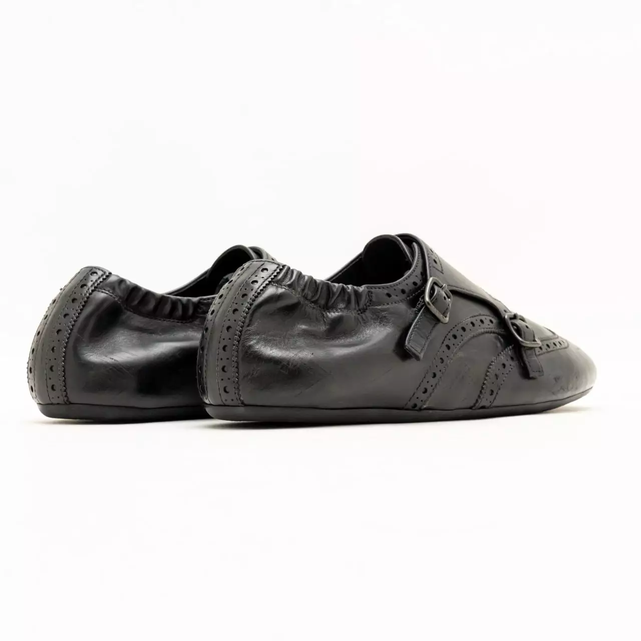 [5.5UPER DEALS] Shuffle Double Monk Strap Shoes Black