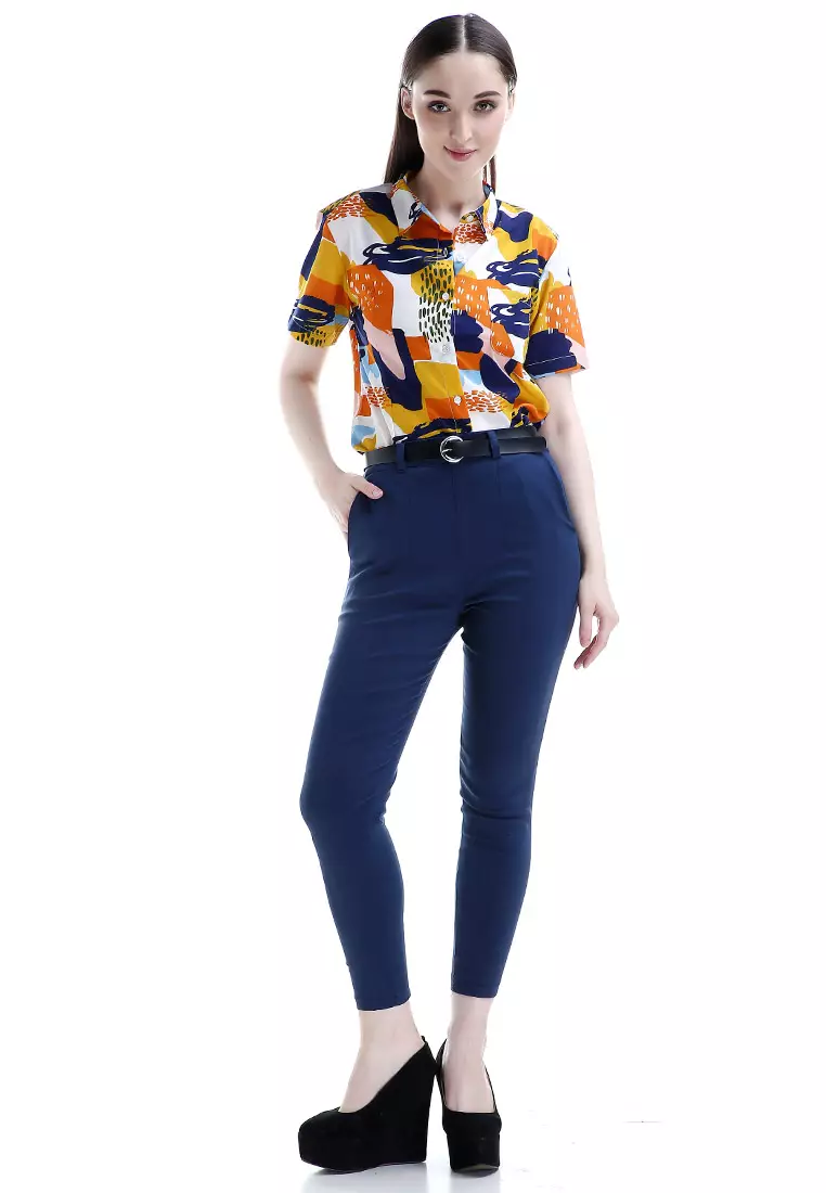 Hazel Celana Chino Wanita Bawahan Kasual Baggy Pants Woman - Navy