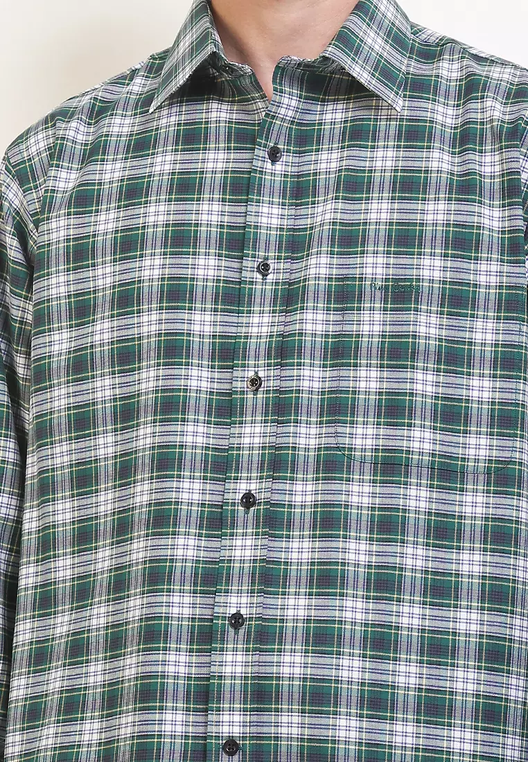 Kemeja Lengan Panjang Pierre Cardin Check Dormire - Grey Regular Casual