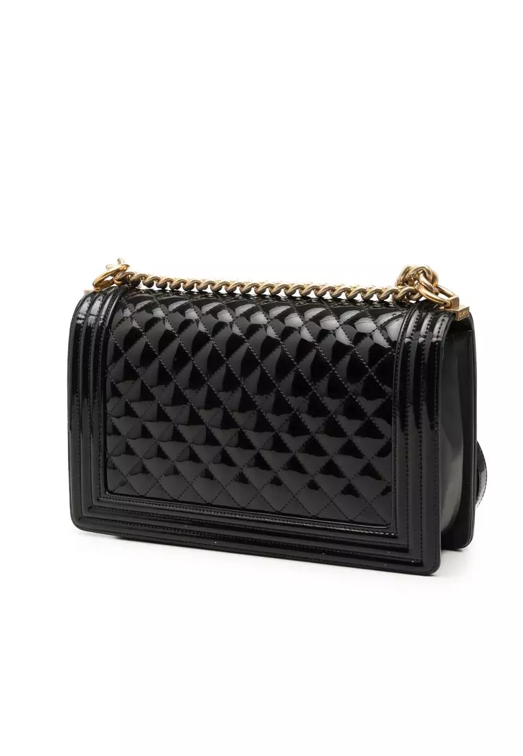 Pre-Loved Chanel Medium Quilted Patent Boy Flap