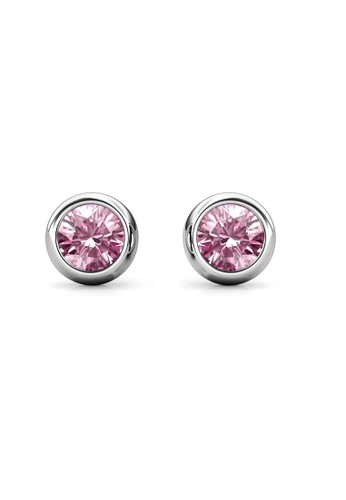 Her Jewellery pink and silver Birth Stone Moon Earring October Pink Tourmaline WG - Anting Crystal Swarovski by Her Jewellery 40304AC6A6E7D3GS_1
