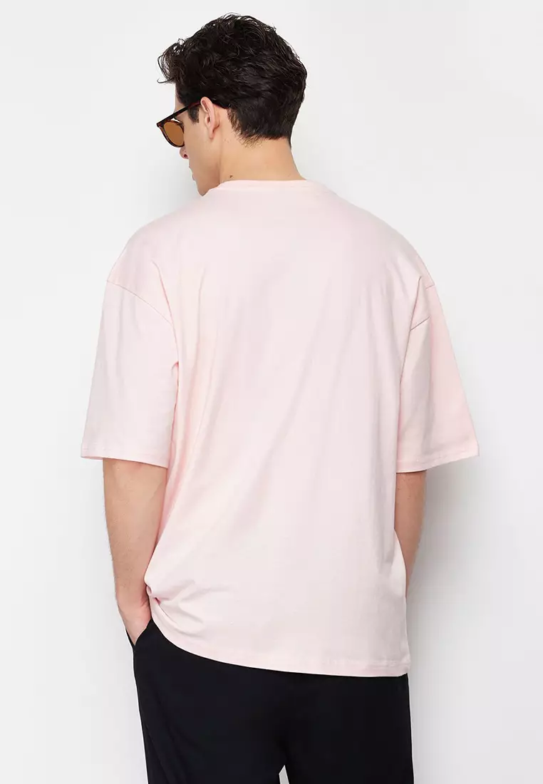 Trendyol Herren Oversize T-Shirt – 100% Baumwolle, Lässiger Rundhals, Marinenblau