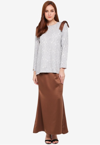 Haneesa Lacey Kurung from JubahSouq in Grey