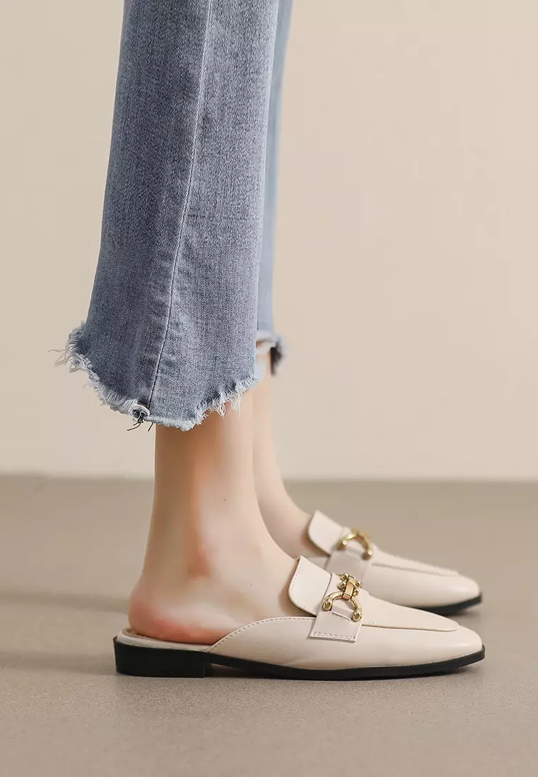 Horsebit Synthetic Leather Mules WW340-8