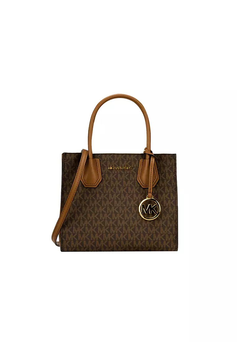 Mercer Medium Logo and Leather Accordion Crossbody Bag In Brown 35S1GM9M2B