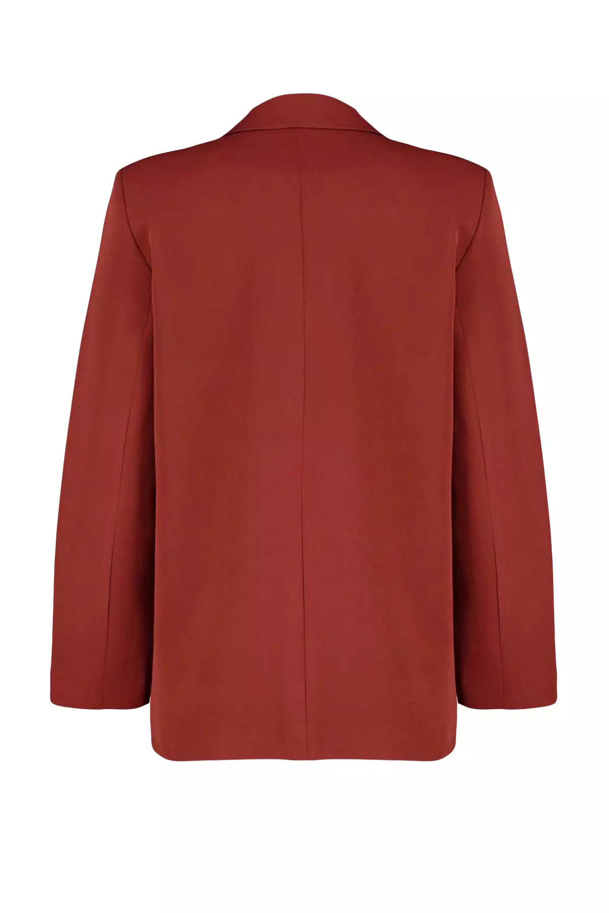 Burgundy Tile Oversize Straight Cut Basic Double-Breasted Woven Blazer Jacket Twoss24Bc28