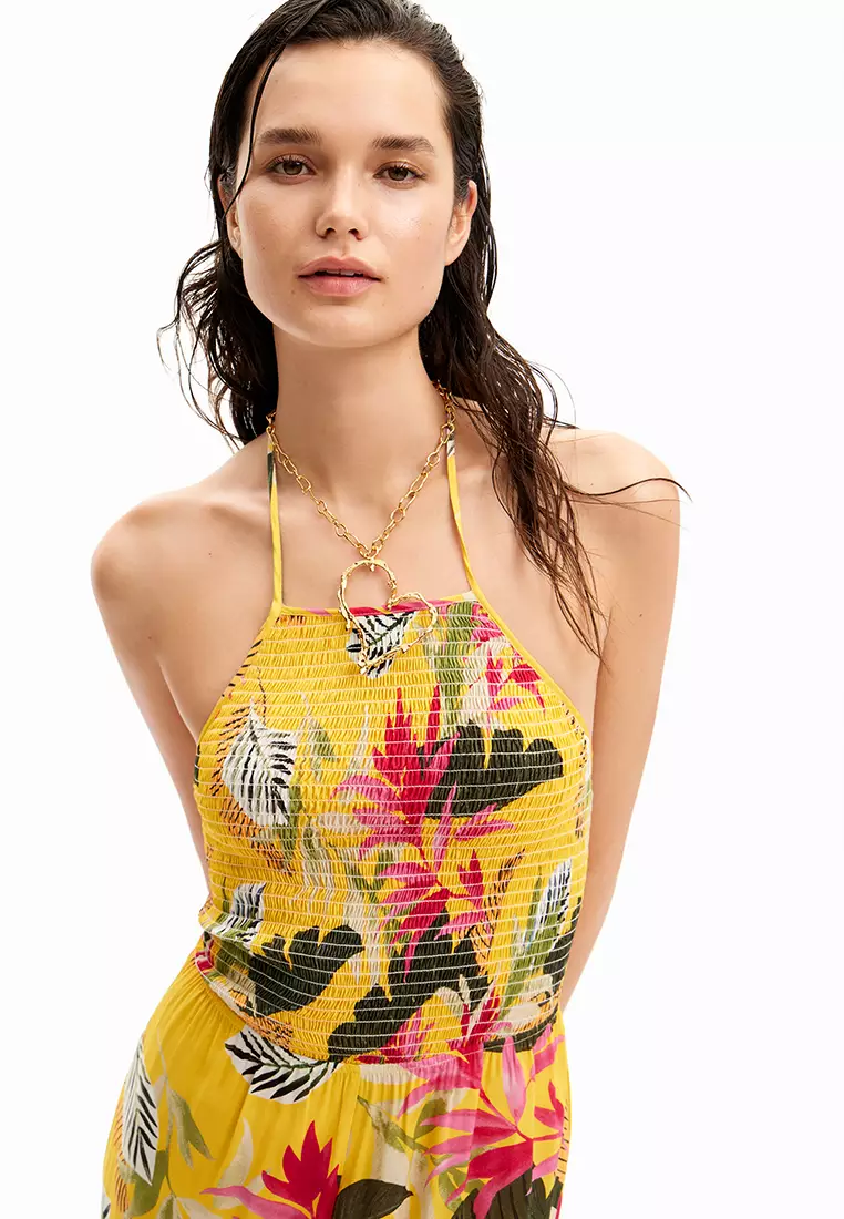 Desigual Woman Tropical halter neck jumpsuit.