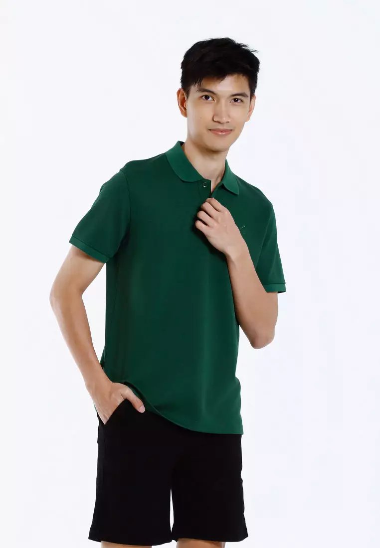 Forest Mens Stretchable Cotton Slim Fit Polo Tee - 23961-40DarkGreen