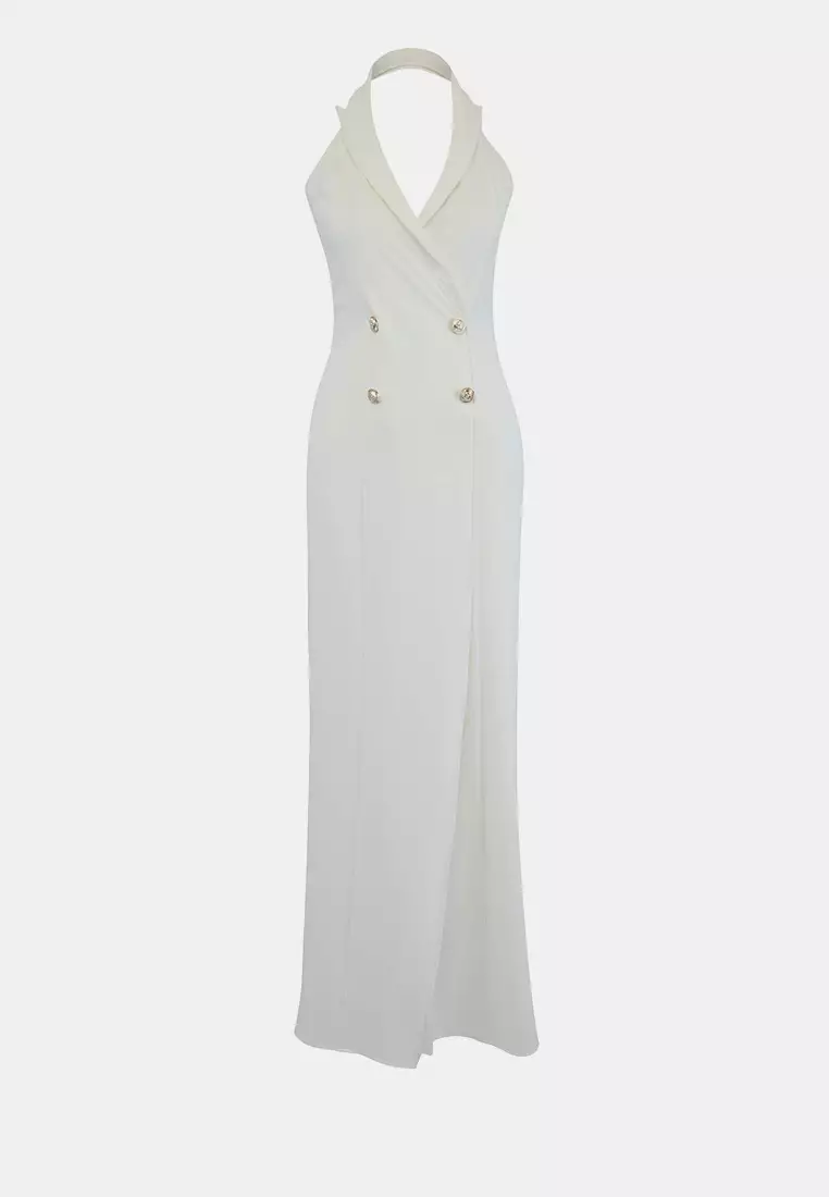 white linen dress graduation Wrap Tailored 1980s_dress