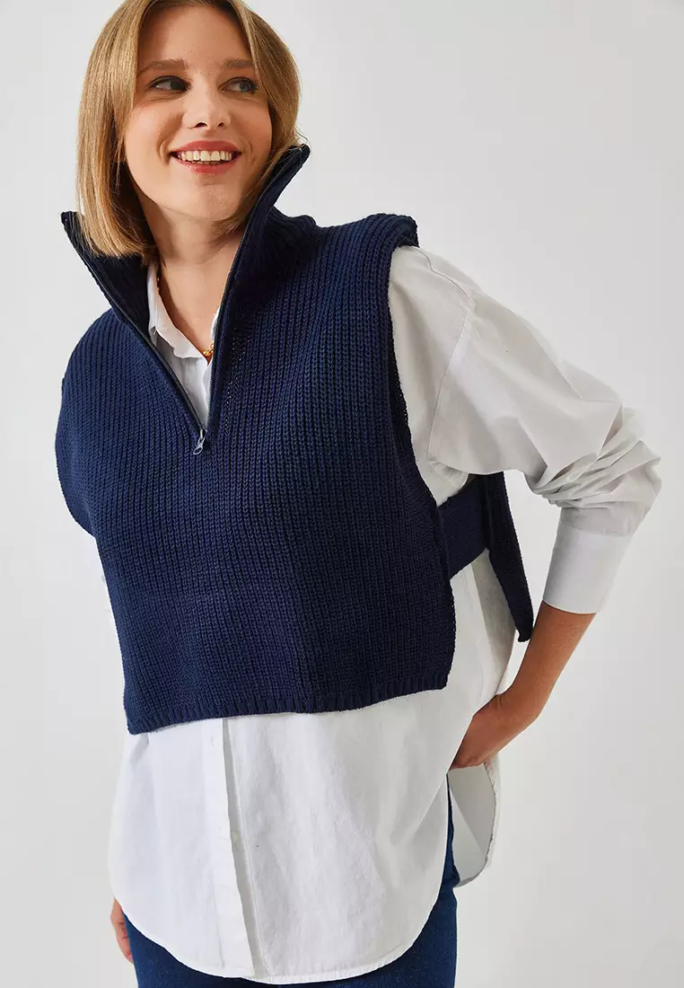 Women's Zippered Knitwear Sweater 60261018