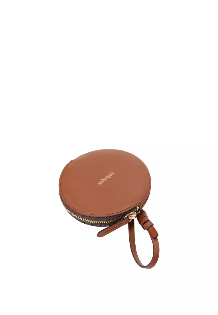 Strap Round Zip Card Case - Caramel