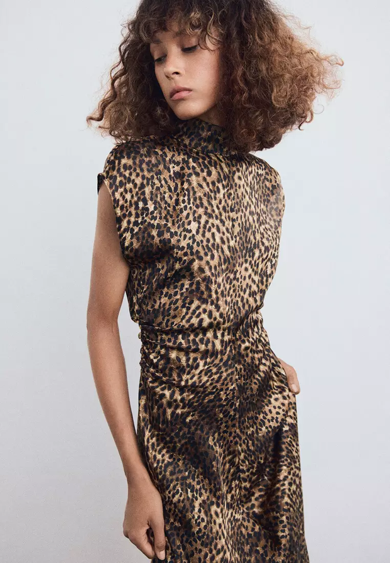 Leopard-Print Satin Dress