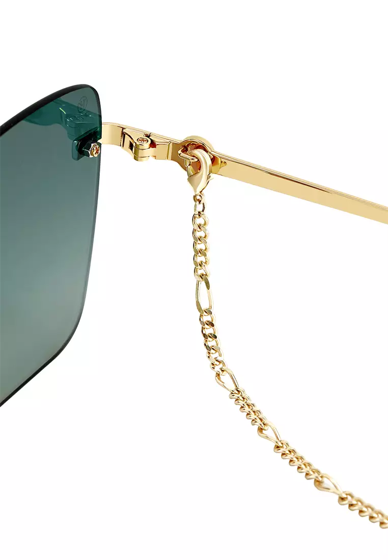 Passang Unisex Fashion Square Frame Sunglasses Frameless Glasses - Green