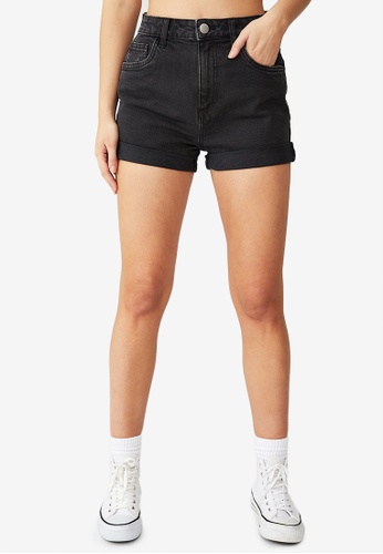 black stretchy denim shorts