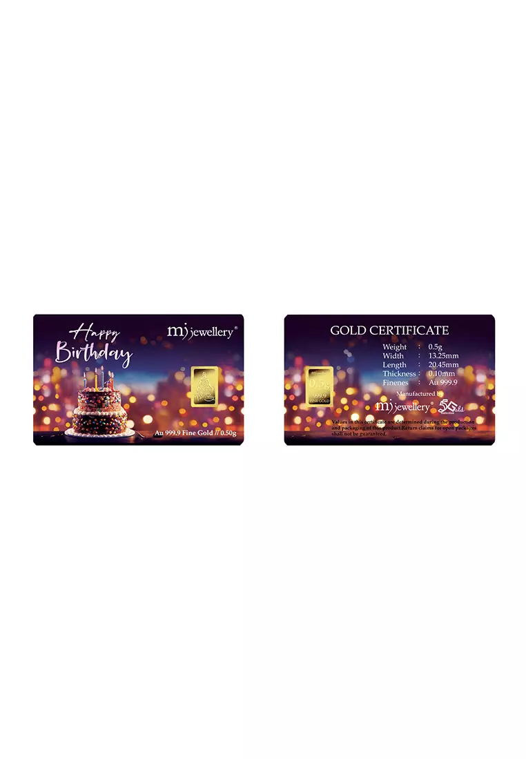 5G Gold Collection 999.9/24K Happy Birthday Series Gold Bar (0.5g)