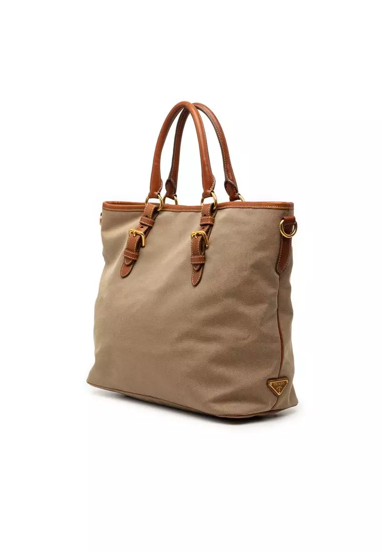 Pre-Loved Prada Canvas Canapa Logo Convertible Tote