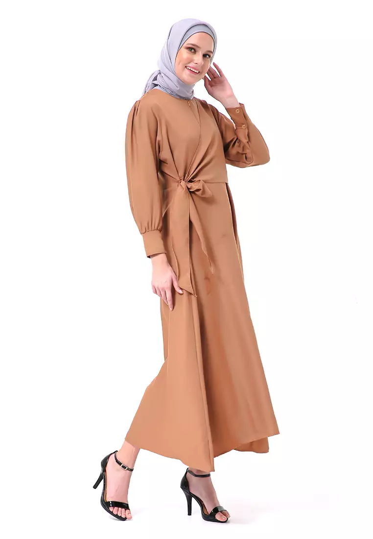 Alliyah Dress Gamis Muslimah Long Sleeve Model Balon Regular Fit Premium High Quality - Milo